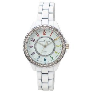 38mm Montres Carlo Women Fashion White Ladies Stones Metal Luxury Dress Watch